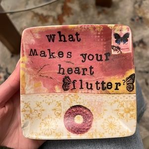 “What makes your heart flutter” ceramic catch all